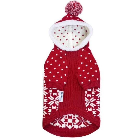 Blueberry Pet Christmas Tree Snowflake Sweater Coat Hoodie Dog Cat Pets Red Blue - Picture 5 of 10